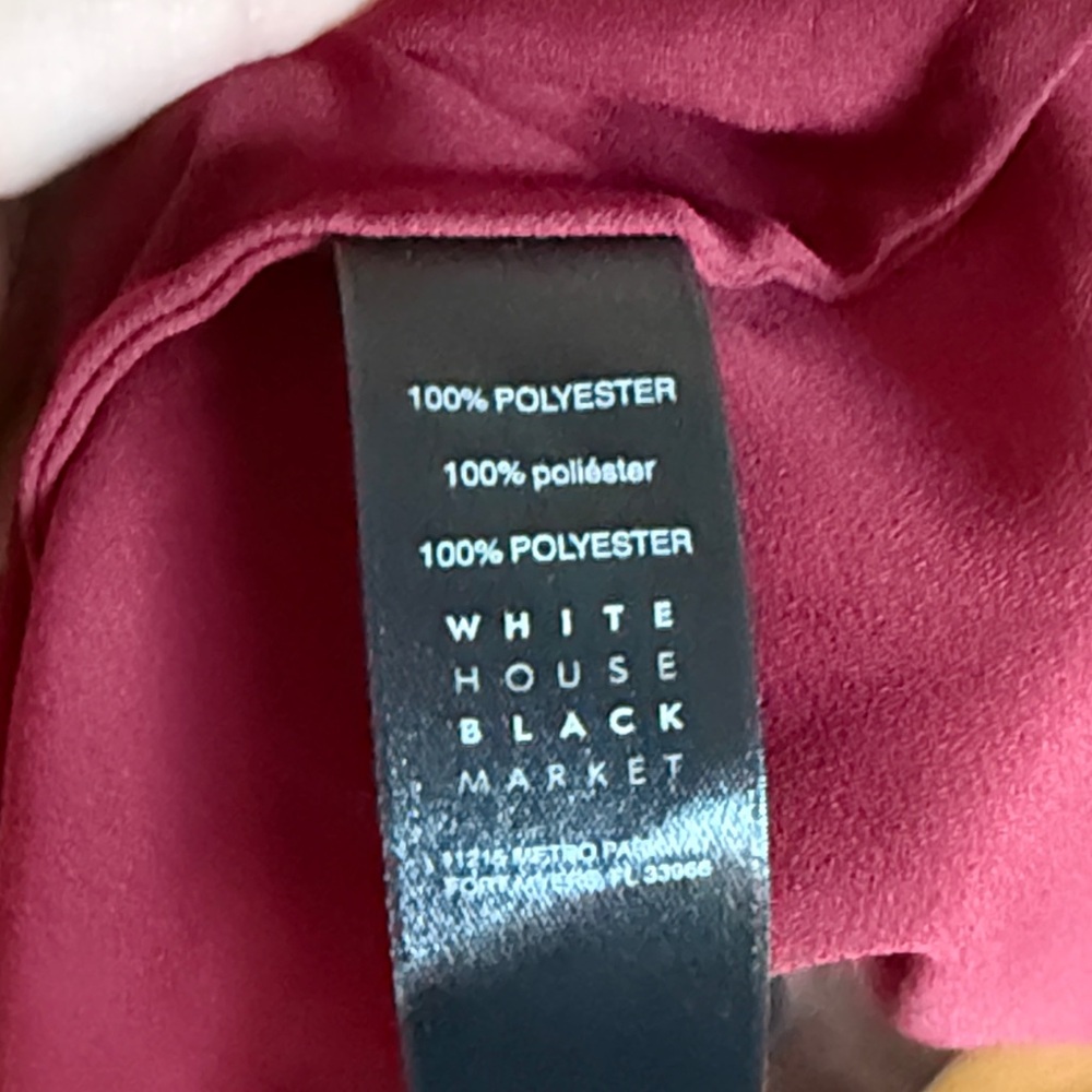 White House Black Market Burgundy LS Daylin Blouse - Picture 5 of 6